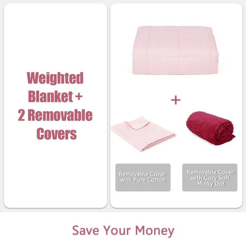10lbs 3 Pieces Heavy Weighted Duvet Blanket-Pink by DirectDeals