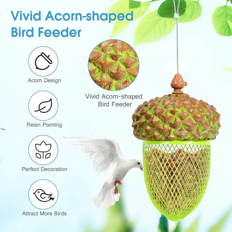 Metal Acorn Wild Bird Feeder Outdoor Hanging Food Dispenser for Garden Yard-Brown by DirectDeals