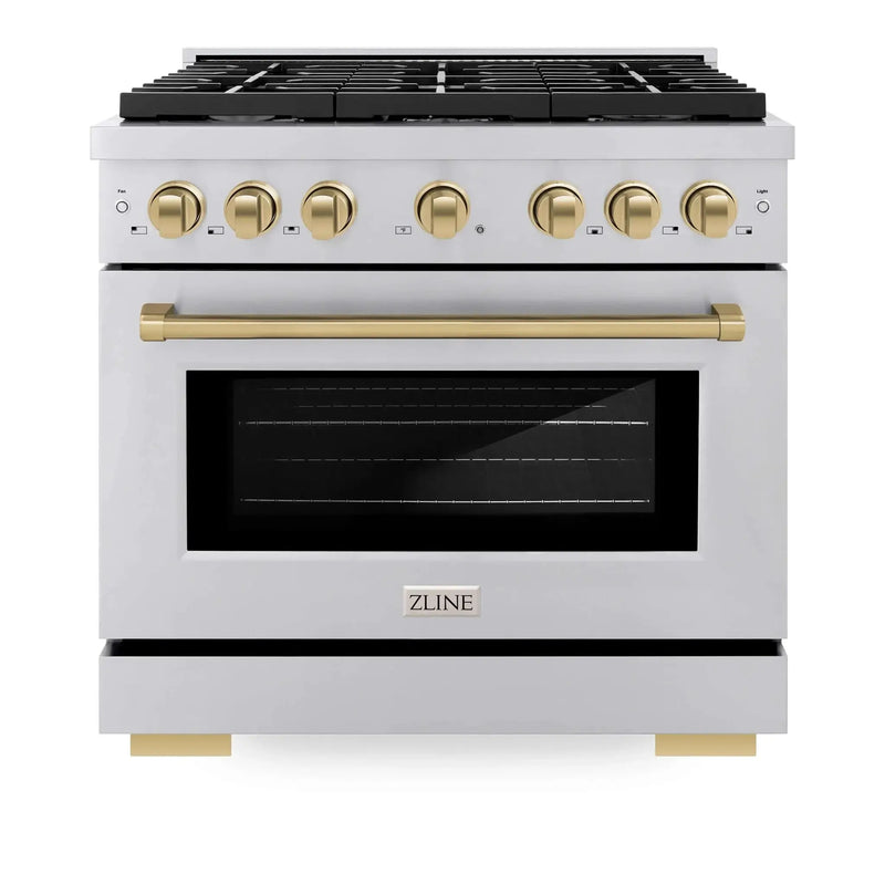 ZLINE 36"Paramount Dual Fuel Range Stainless Steel Champagne Bronze SDRZ-36-CB by Farmhouse Kitchen and Bath