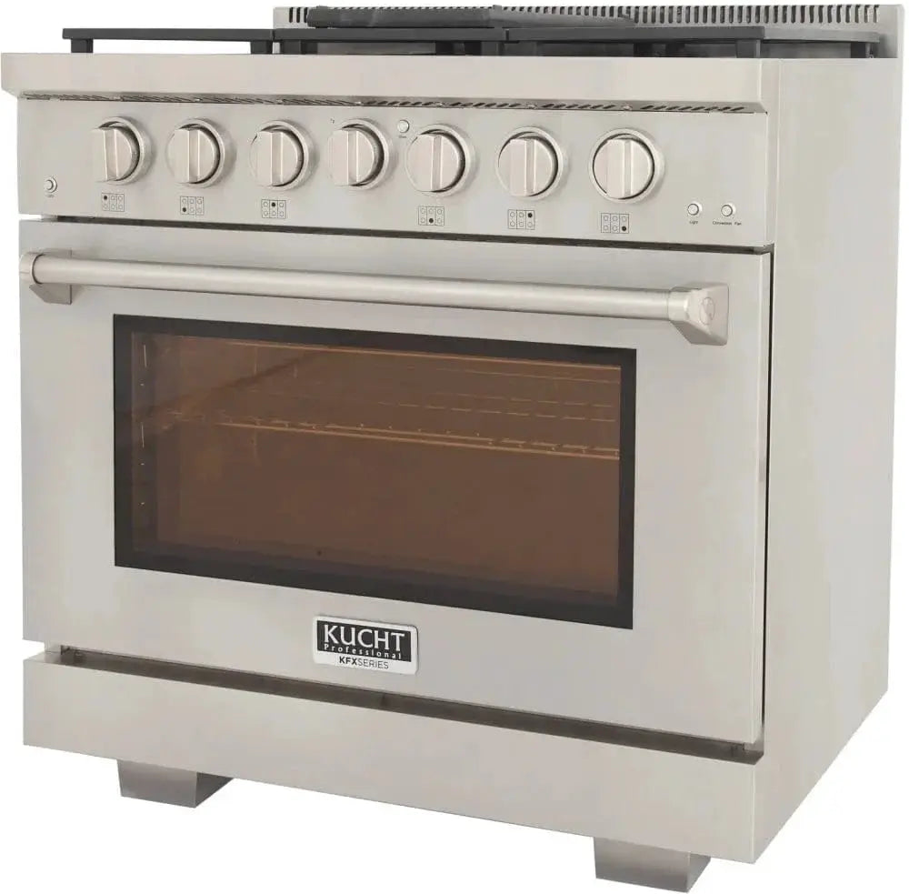 Kucht 36" Freestanding Professional Gas Range Liquid Propane KFX3600X/LP-S by Farmhouse Kitchen and Bath