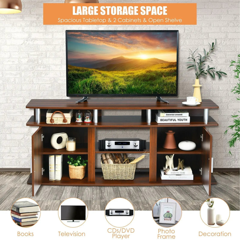 63 Inch TV Entertainment Console Center with 2 Cabinets by DirectDeals