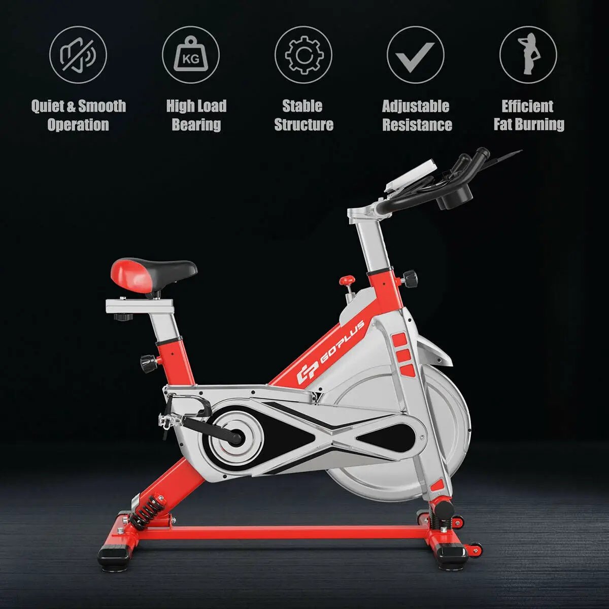 Stationary Silent Belt Adjustable Exercise Bike with Phone Holder and Electronic Display, photo 14 of 16