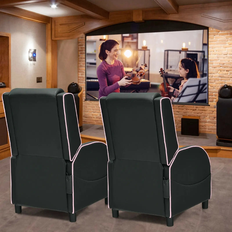 Massage Gaming Recliner Chair with Headrest and Adjustable Backrest for Home Theater by DirectDeals