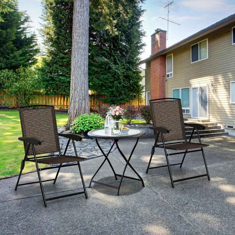 2 Pieces Folding Sling Chairs with Smooth Armrests and Adjustable Back for Patio by DirectDeals