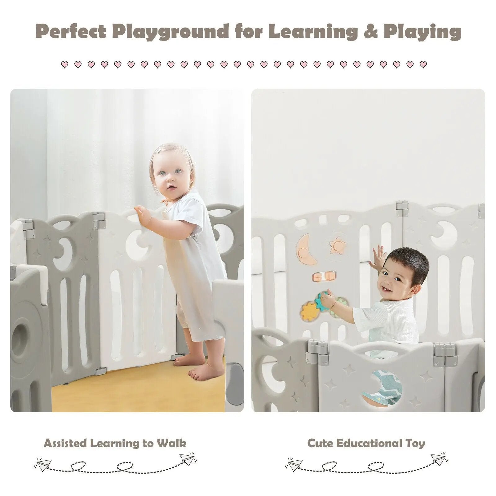 14-Panel Baby Playpen Kids Activity Center Foldable Play Yard with Lock Door by DirectDeals