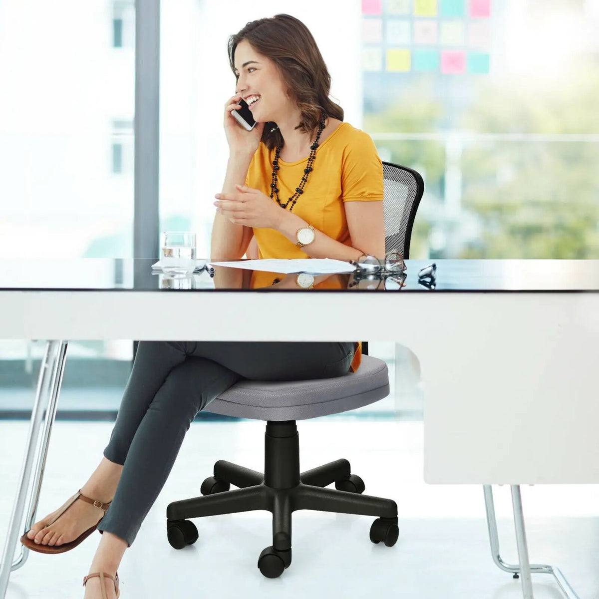 Armless Computer Chair with Height Adjustment and Breathable Mesh for Home Office, photo 10 of 40