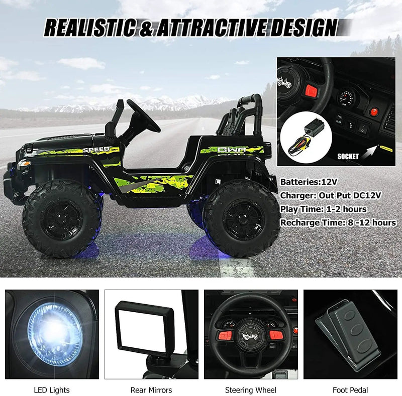 12V Kids Ride-on Jeep Car with 2.4 G Remote Control by DirectDeals