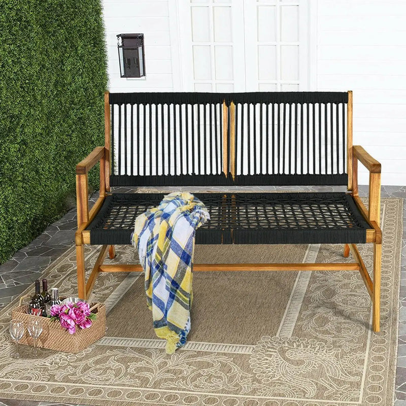 2-Person Acacia Wood Yard Bench for Balcony and Patio by DirectDeals