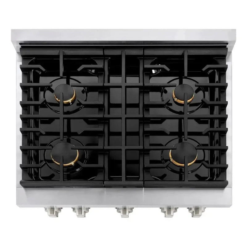 ZLINE 30"Paramount Dual Fuel Range Stainless Steel, Brass Burner, SDR-BR-30 by Farmhouse Kitchen and Bath