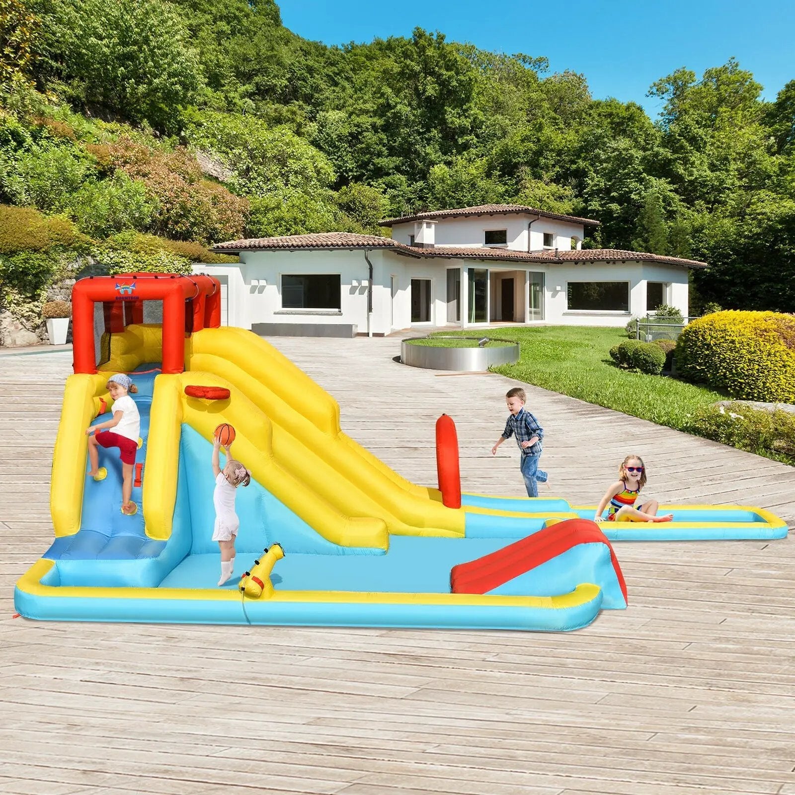 7-in-1 Inflatable Dual Slide Water Park Bounce House Without Blower by DirectDeals