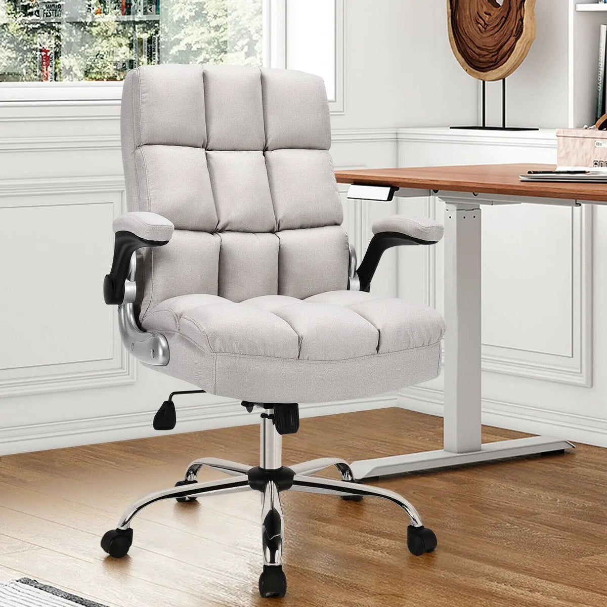 Adjustable Swivel Office Chair with High Back and Flip-up Arm for Home and Office, photo 6 of 10