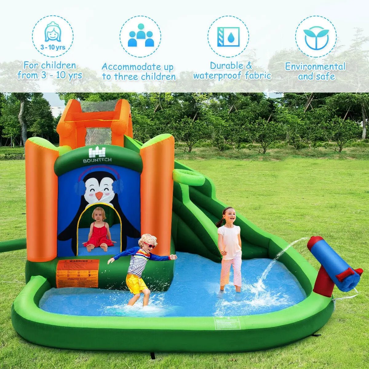 Inflatable Slide Bouncer and Water Park Bounce House Without Blower by DirectDeals