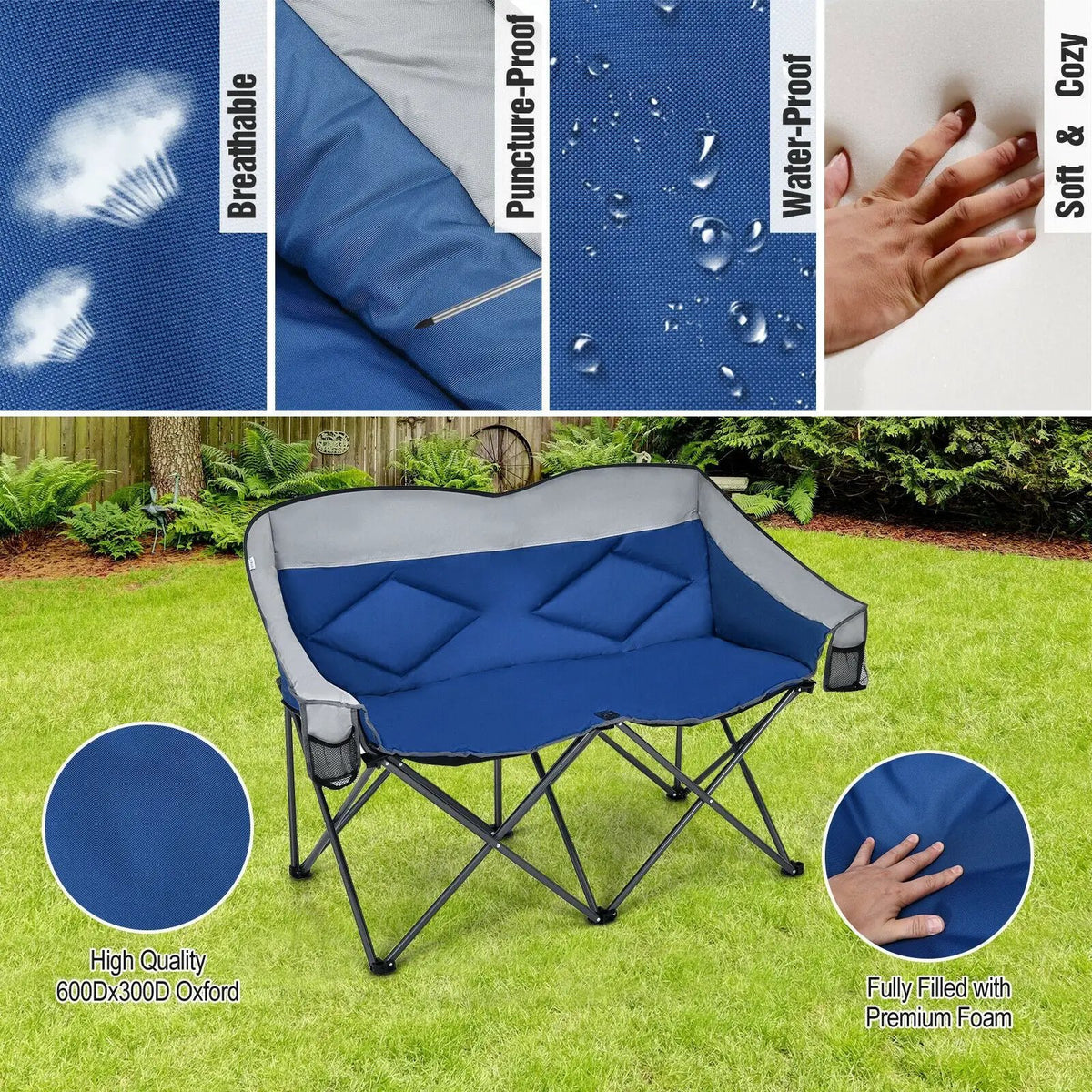 Folding Camping Chair with Bags and Padded Backrest, photo 6 of 7