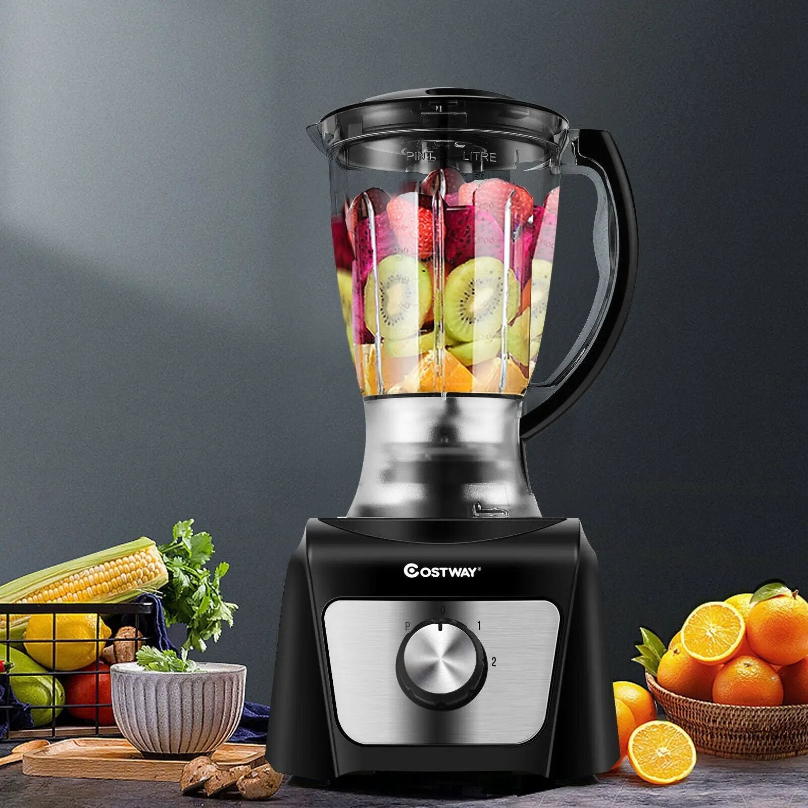 8 Cup Food Processor 500W Variable Speed Blender Chopper with 3 Blades by DirectDeals
