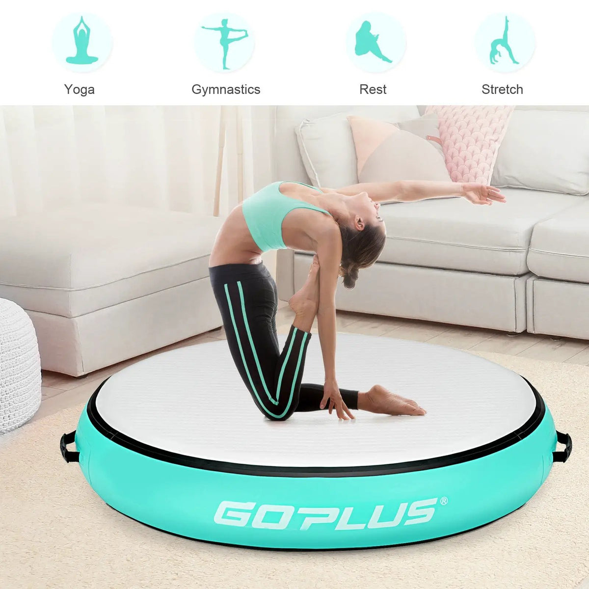 40 Inch Inflatable Round Gymnastic Mat with Electric Pump, photo 16 of 24