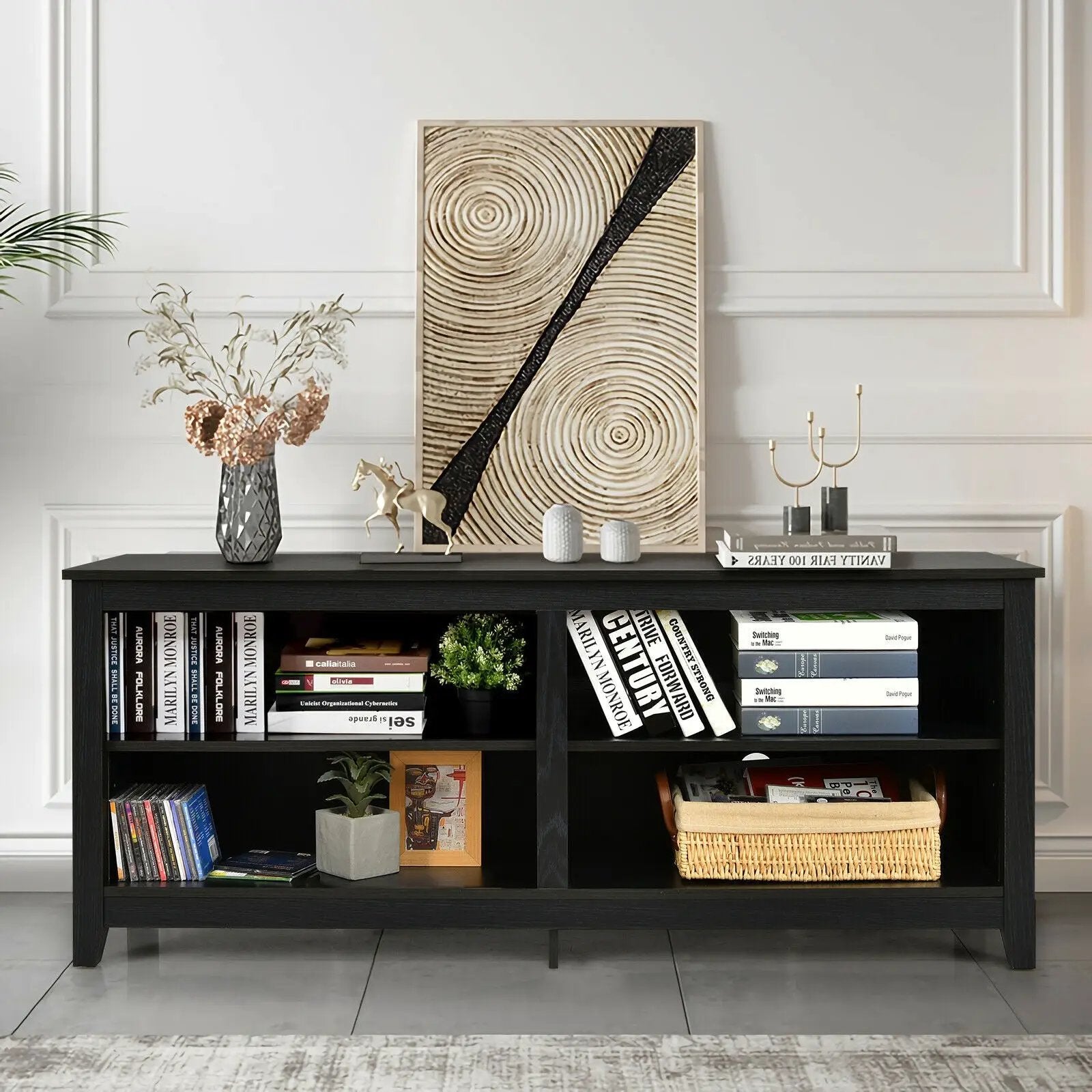 4-Cubby TV Stand for TV's up to 65 Inch with 3-Position Height Adjustable Shelf by DirectDeals