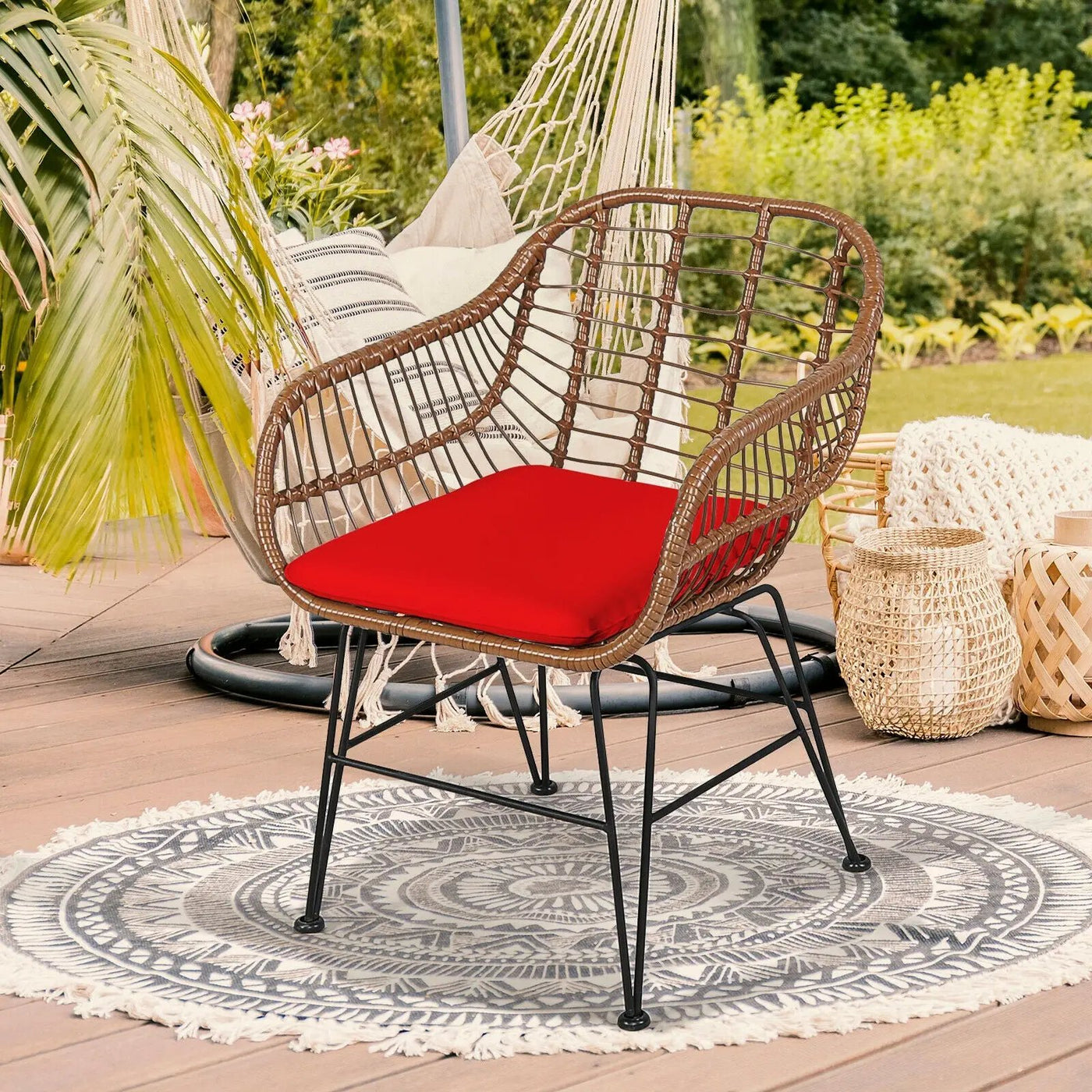 3-Piece Rattan Bistro Set with Cushions and Glass Table by DirectDeals