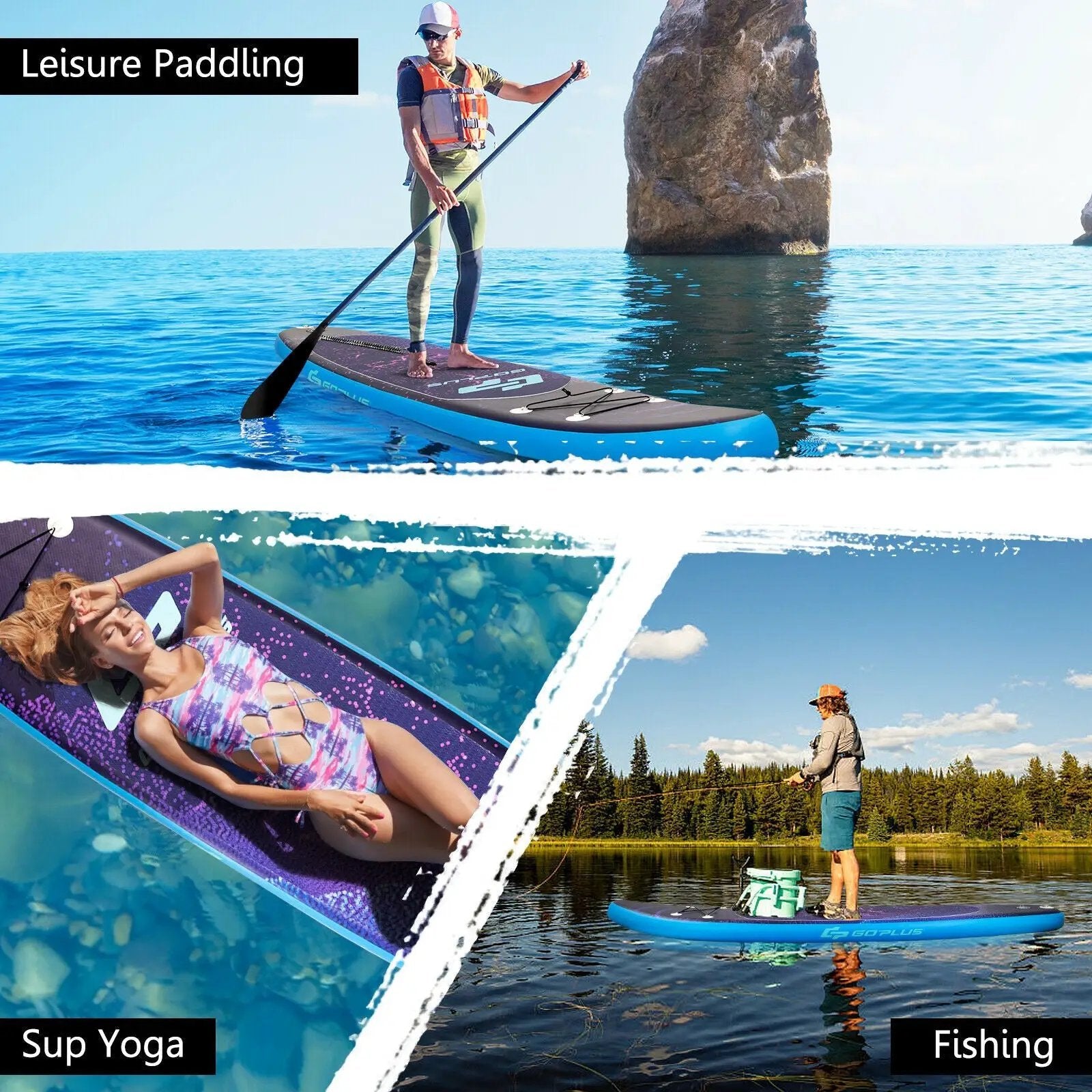 11 Feet Inflatable Stand Up Paddle Board Surfboard with Bag Aluminum Paddle Pump by DirectDeals