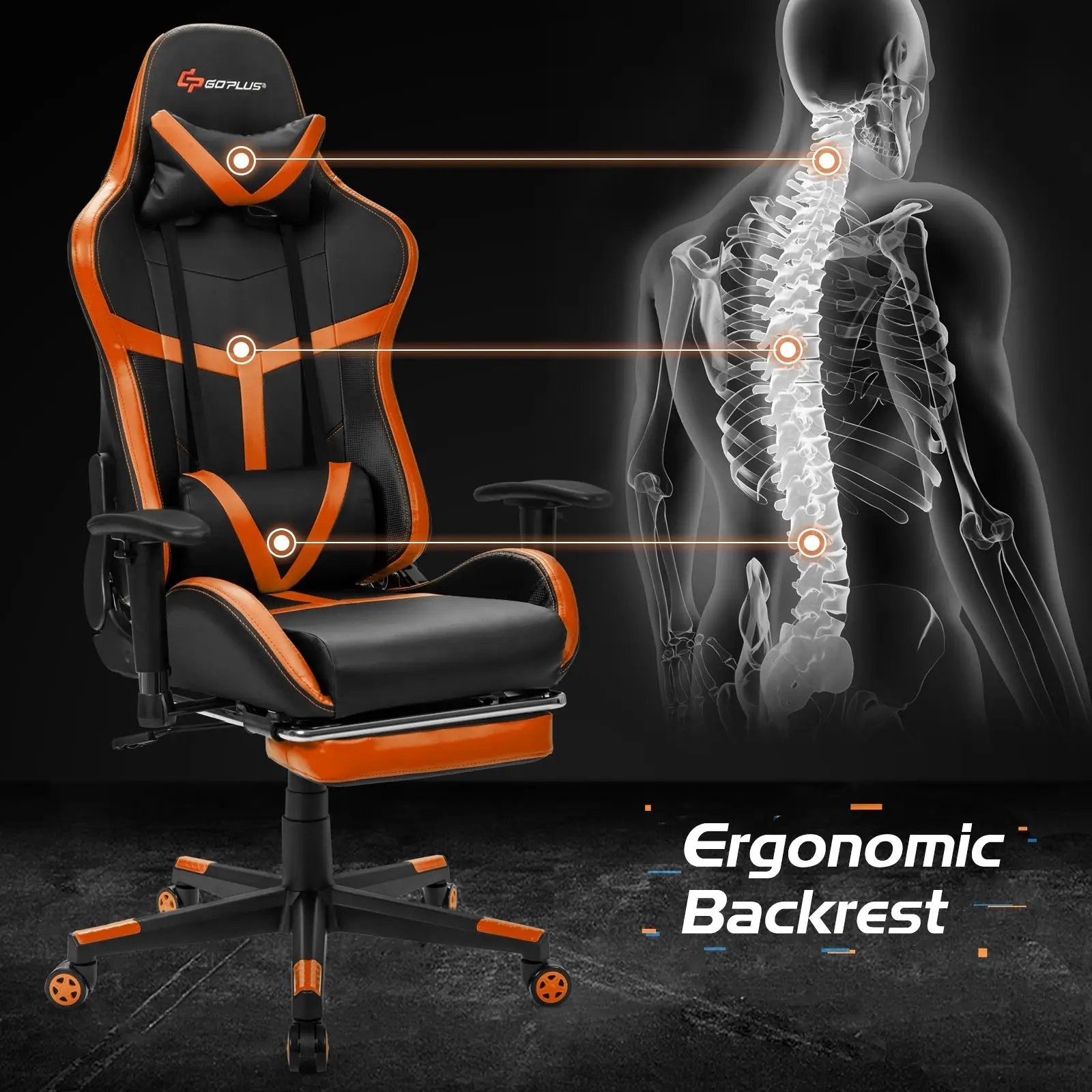 Reclining Racing Chair with Lumbar Support Footrest by DirectDeals