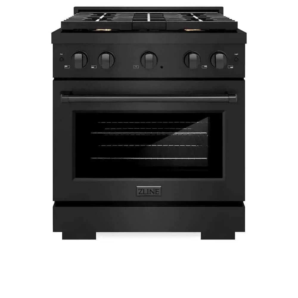 ZLINE 30 in.Gas Range, Convection Gas Oven, Brass Burner, Black Stainless Steel, SGRB-BR-30 by Farmhouse Kitchen and Bath