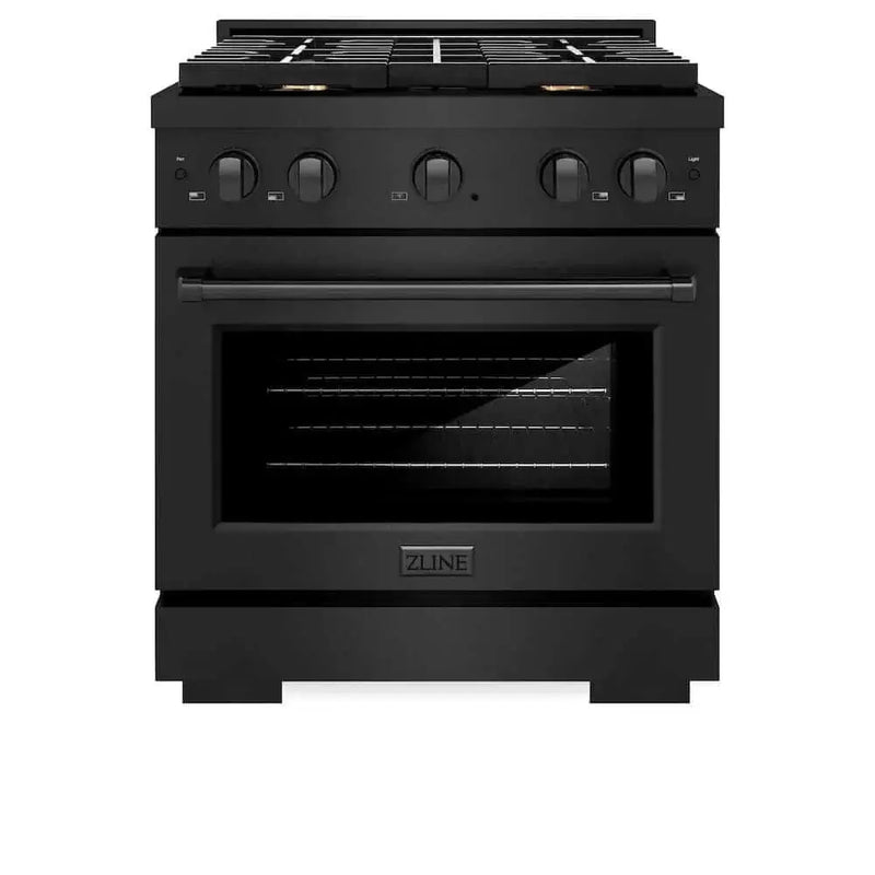 ZLINE 30 in.Gas Range, Convection Gas Oven, Brass Burner, Black Stainless Steel, SGRB-BR-30 by Farmhouse Kitchen and Bath