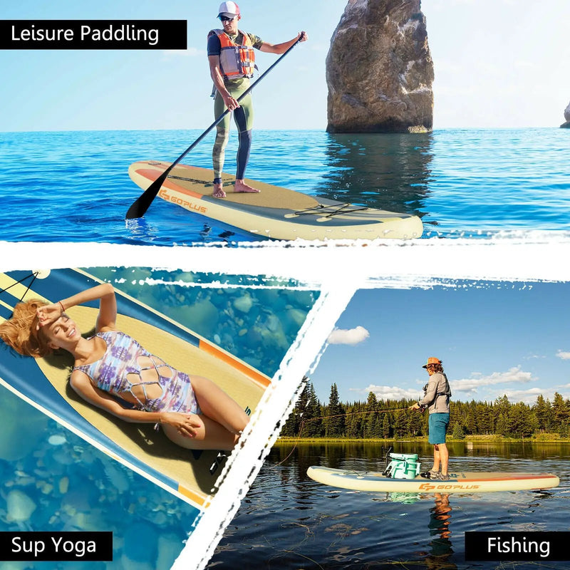 Inflatable Stand Up Paddle Board Surfboard with Bag Aluminum Paddle and Hand Pump by DirectDeals