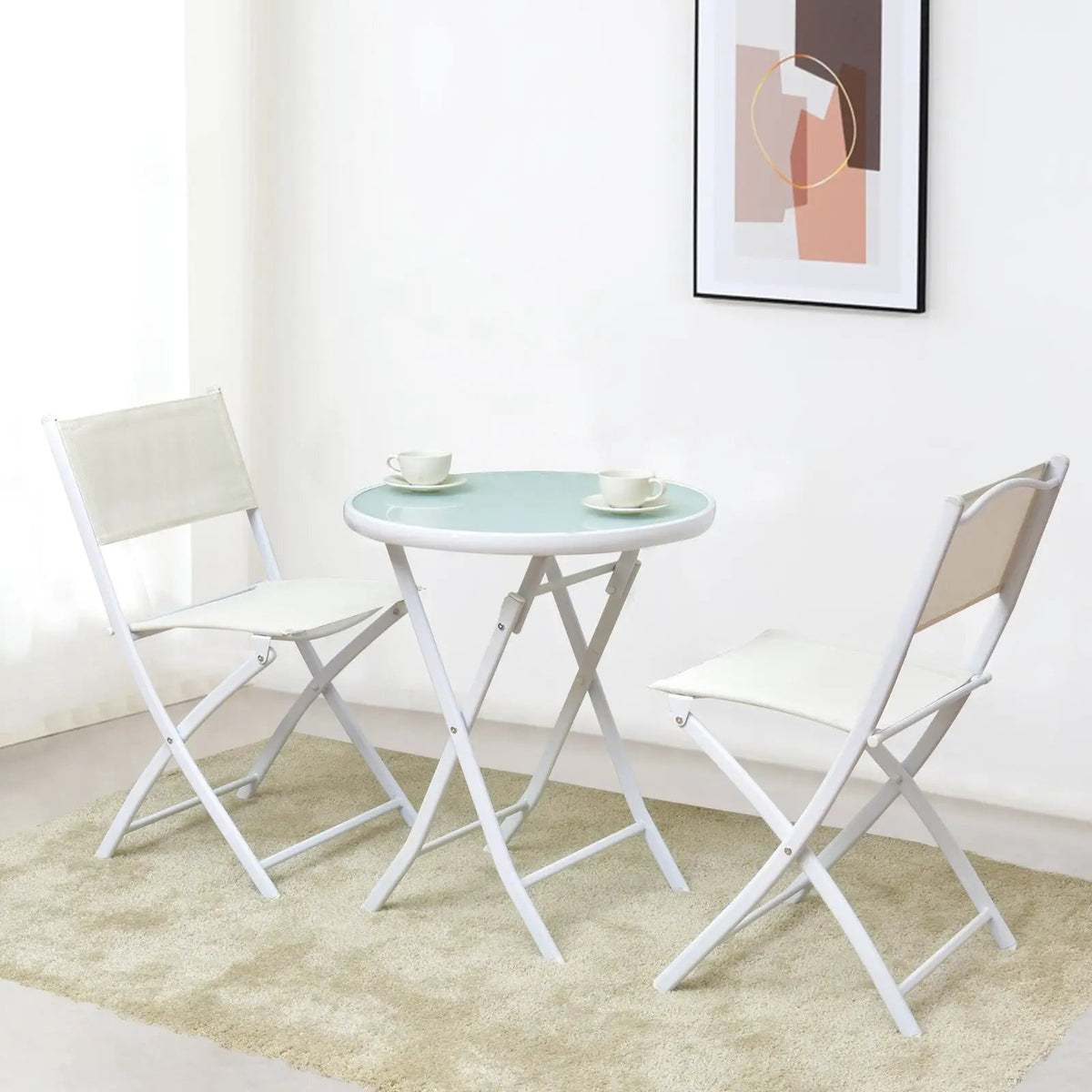 3 Pieces Patio Folding Bistro Set for Balcony or Outdoor Space, photo 6 of 8