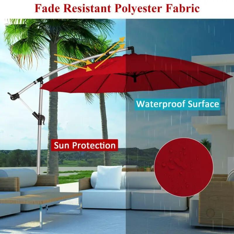 10 Feet Patio Offset Umbrella Market Hanging Umbrella for Backyard Poolside Lawn Garden by DirectDeals