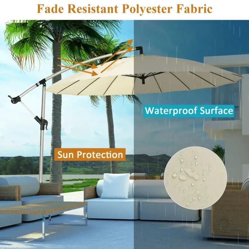 10 Feet Patio Offset Umbrella Market Hanging Umbrella for Backyard Poolside Lawn Garden by DirectDeals