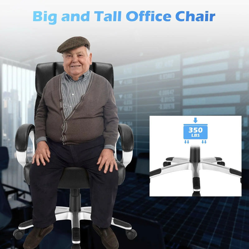 Big and Tall Adjustable High Back Leather Executive Computer Desk Chair by DirectDeals