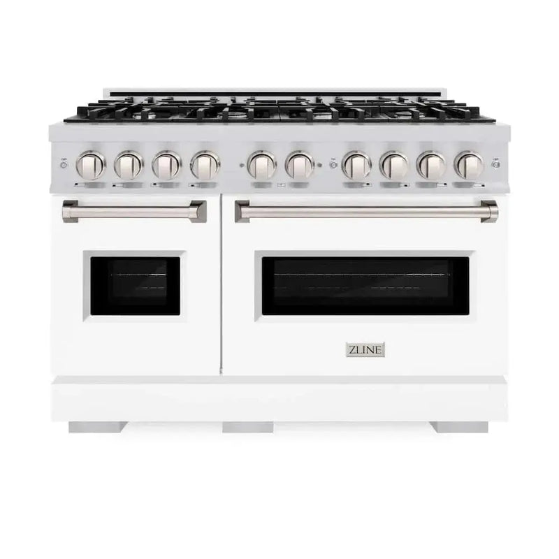 ZLINE 48"Classic Gas Range, Convection Gas Oven, Stainless Steel, White Matte Door CGR-WM-48 by Farmhouse Kitchen and Bath