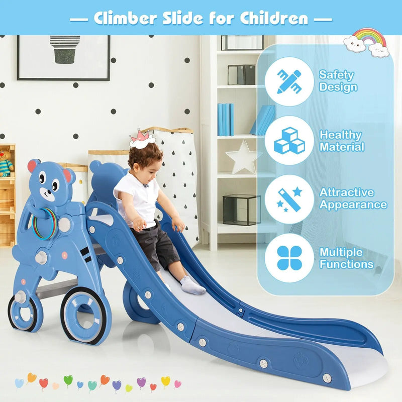 4-in-1 Foldable Baby Slide Toddler Climber Slide PlaySet with Ball by DirectDeals
