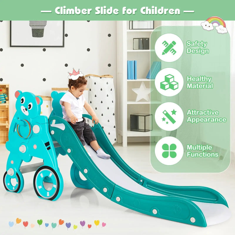 4-in-1 Foldable Baby Slide Toddler Climber Slide PlaySet with Ball by DirectDeals
