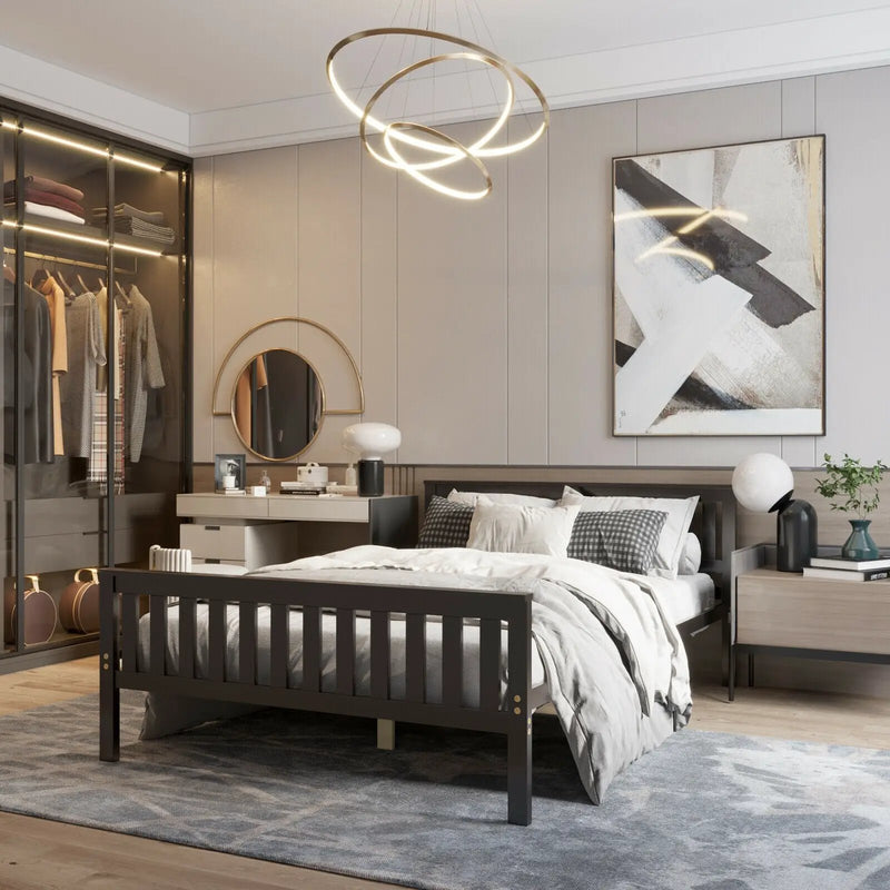 Full Size Wood Platform Bed with Headboard by DirectDeals