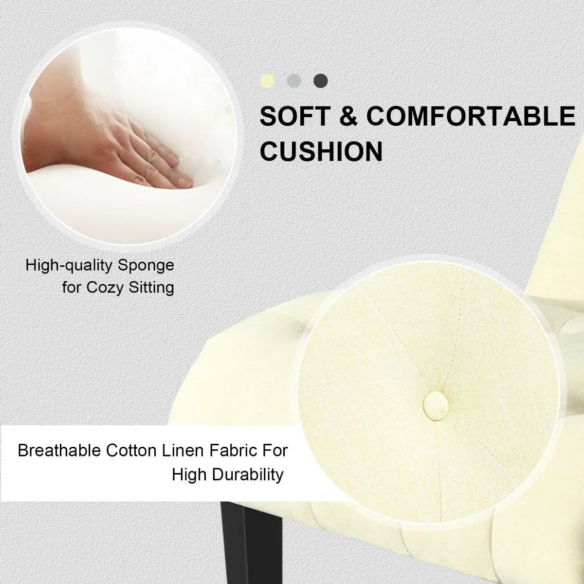 Cotton Linen Fabric Armless Accent Chair with Adjustable Foot Pads, photo 3 of 24