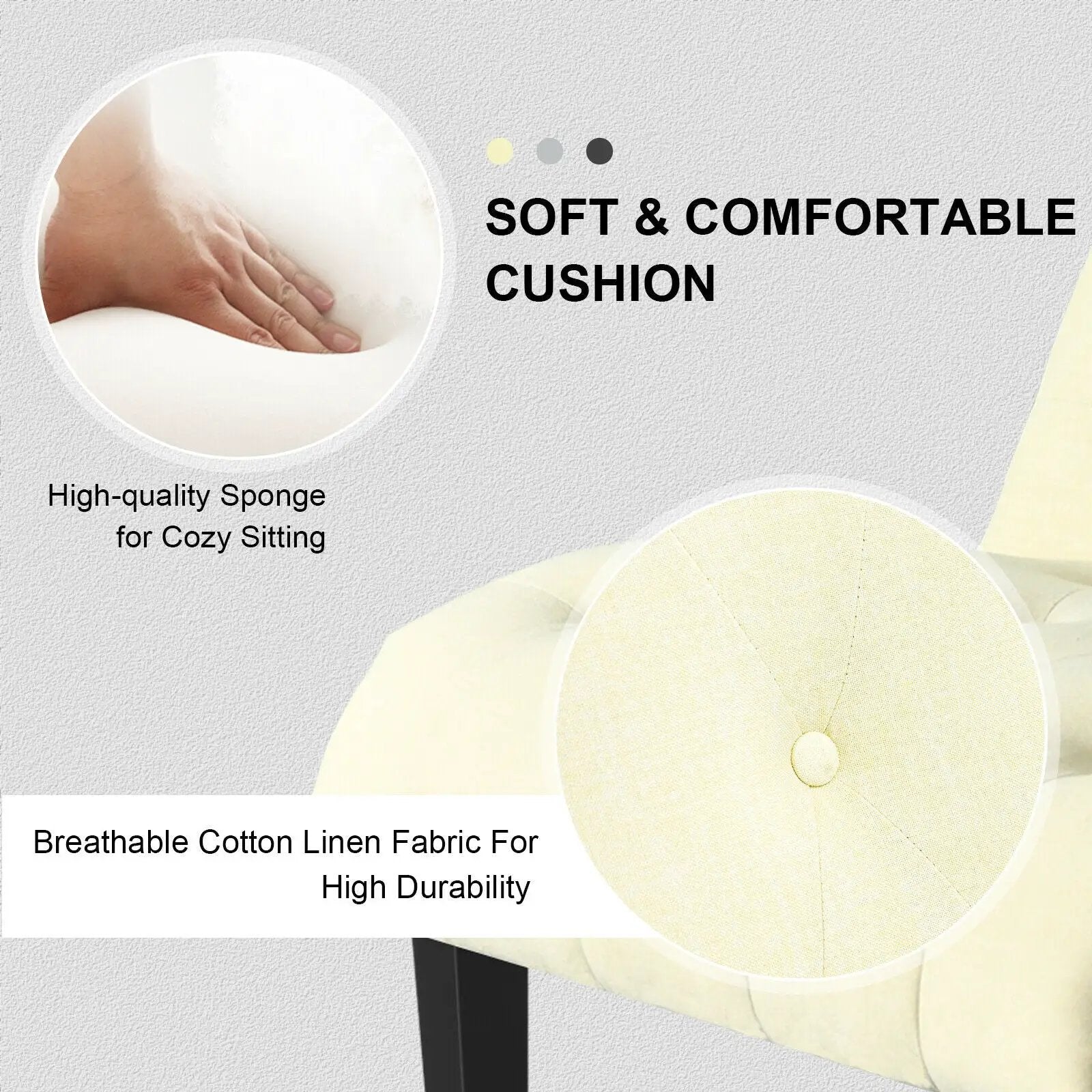 Cotton Linen Fabric Armless Accent Chair with Adjustable Foot Pads by DirectDeals