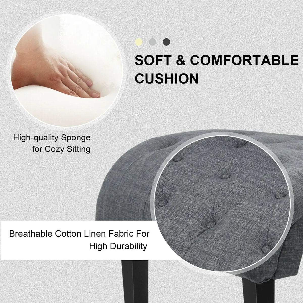 Cotton Linen Fabric Armless Accent Chair with Adjustable Foot Pads, photo 2 of 24