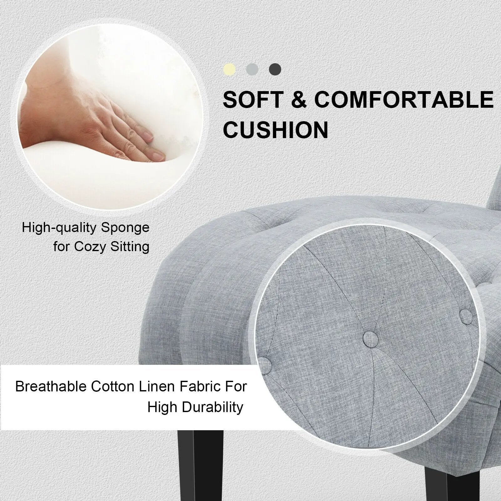 Cotton Linen Fabric Armless Accent Chair with Adjustable Foot Pads by DirectDeals