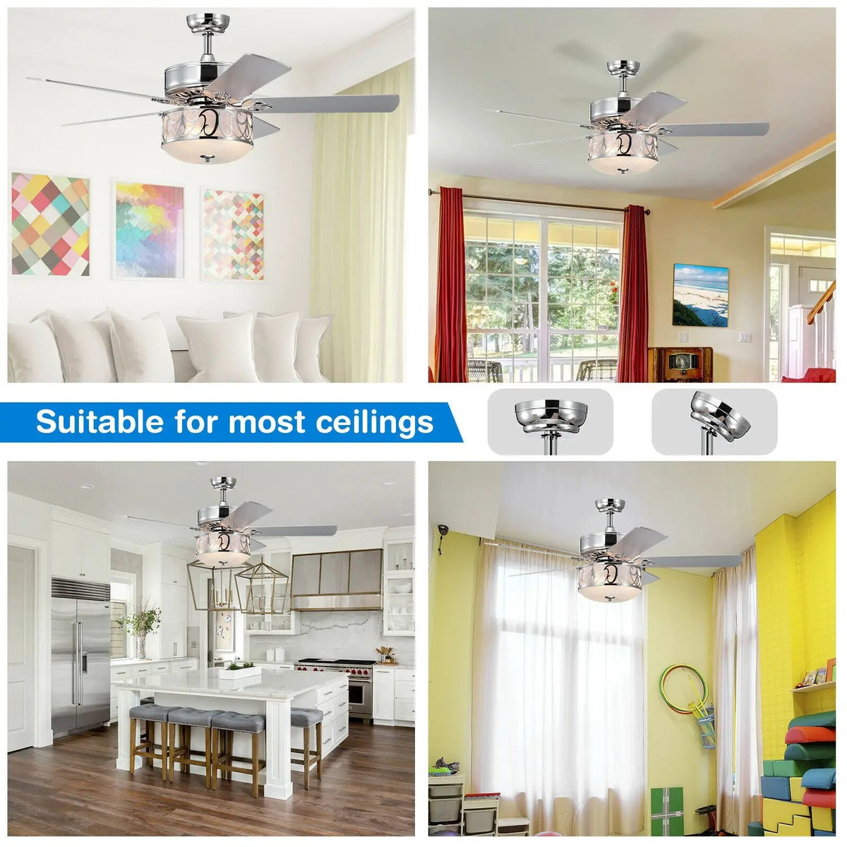 52 Inch Ceiling Fan with Light Reversible Blade and Adjustable Speed, photo 16 of 16
