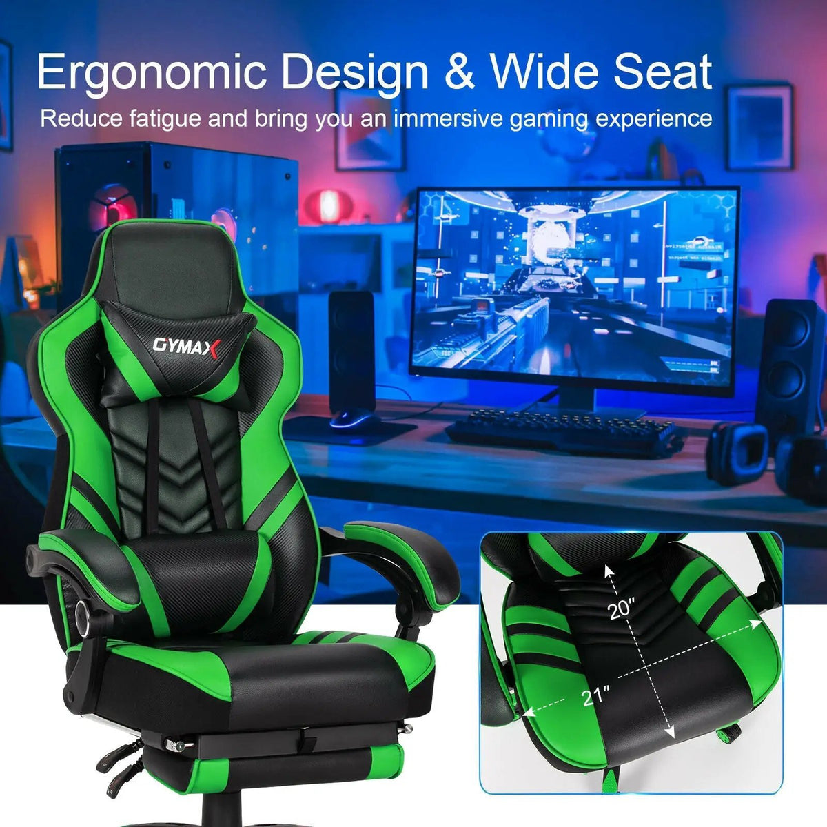 Adjustable Gaming Chair with Footrest, photo 6 of 13
