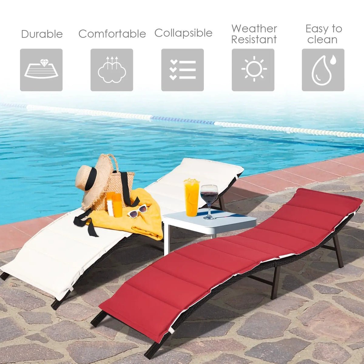 2Pcs Folding Patio Lounger Chair, photo 6 of 9