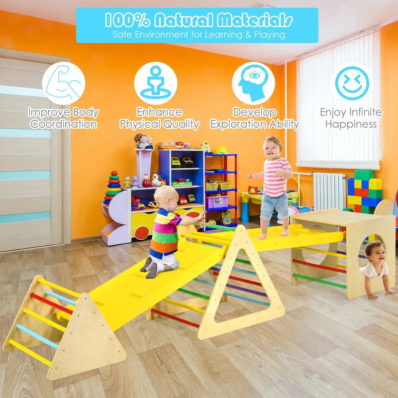 5 in 1 Kids Triangle Climber Play Gym Set with 2 Ramps by DirectDeals
