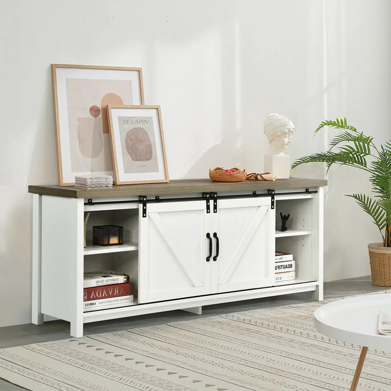 TV Stand Media Center Console Cabinet with Sliding Barn Door by DirectDeals