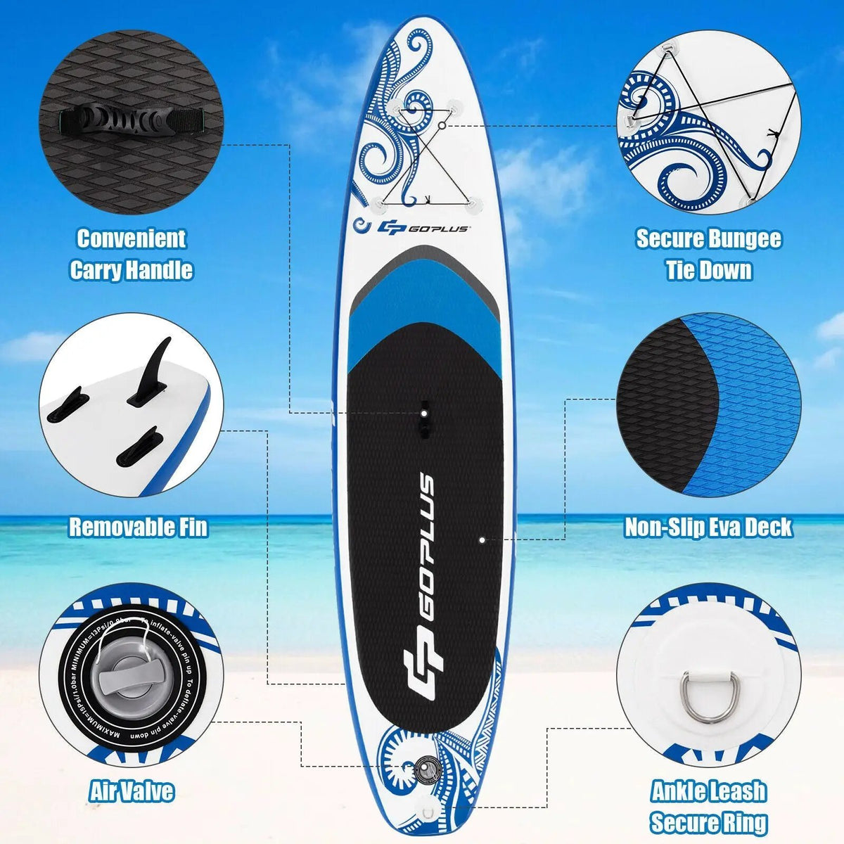 11-Feet Inflatable Paddle Board with Carry Bag, photo 11 of 16