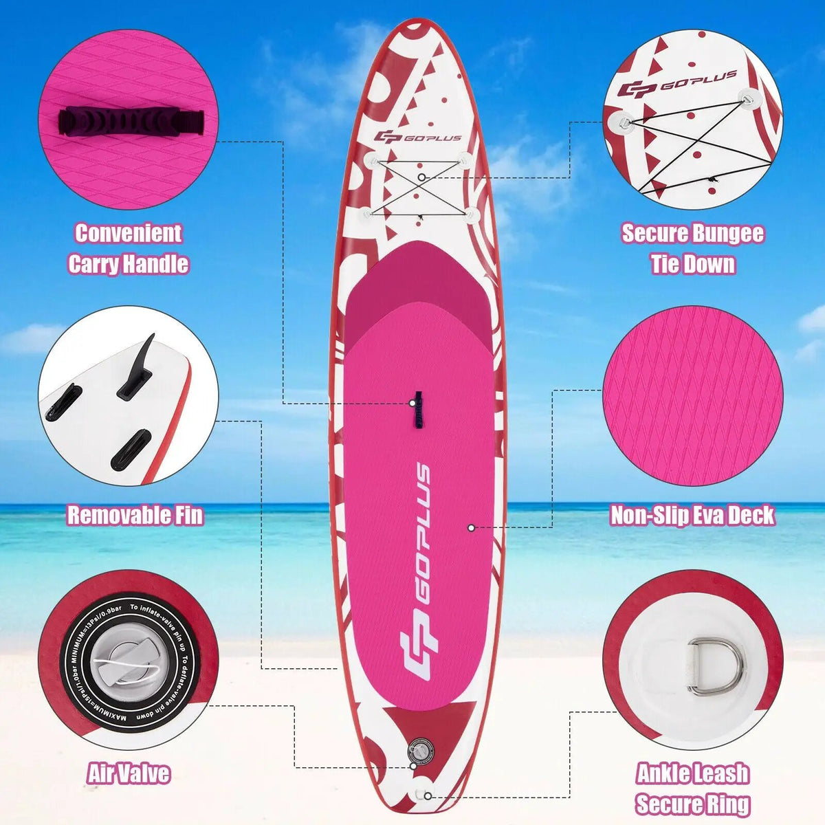 10.6 Feet Inflatable Adjustable Paddle Board with Carry Bag, photo 10 of 16