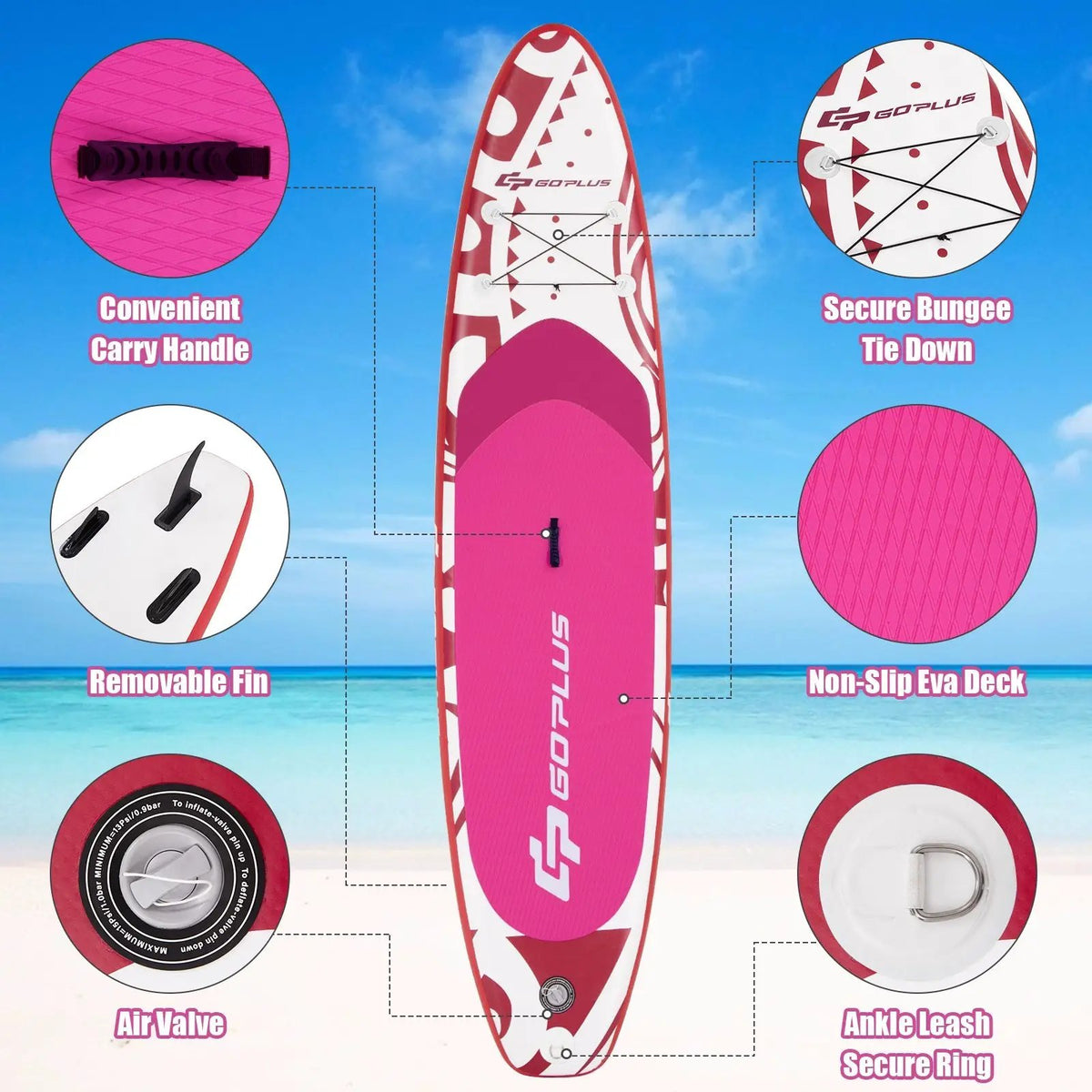 10.6 Feet Inflatable Adjustable Paddle Board with Carry Bag, photo 9 of 16