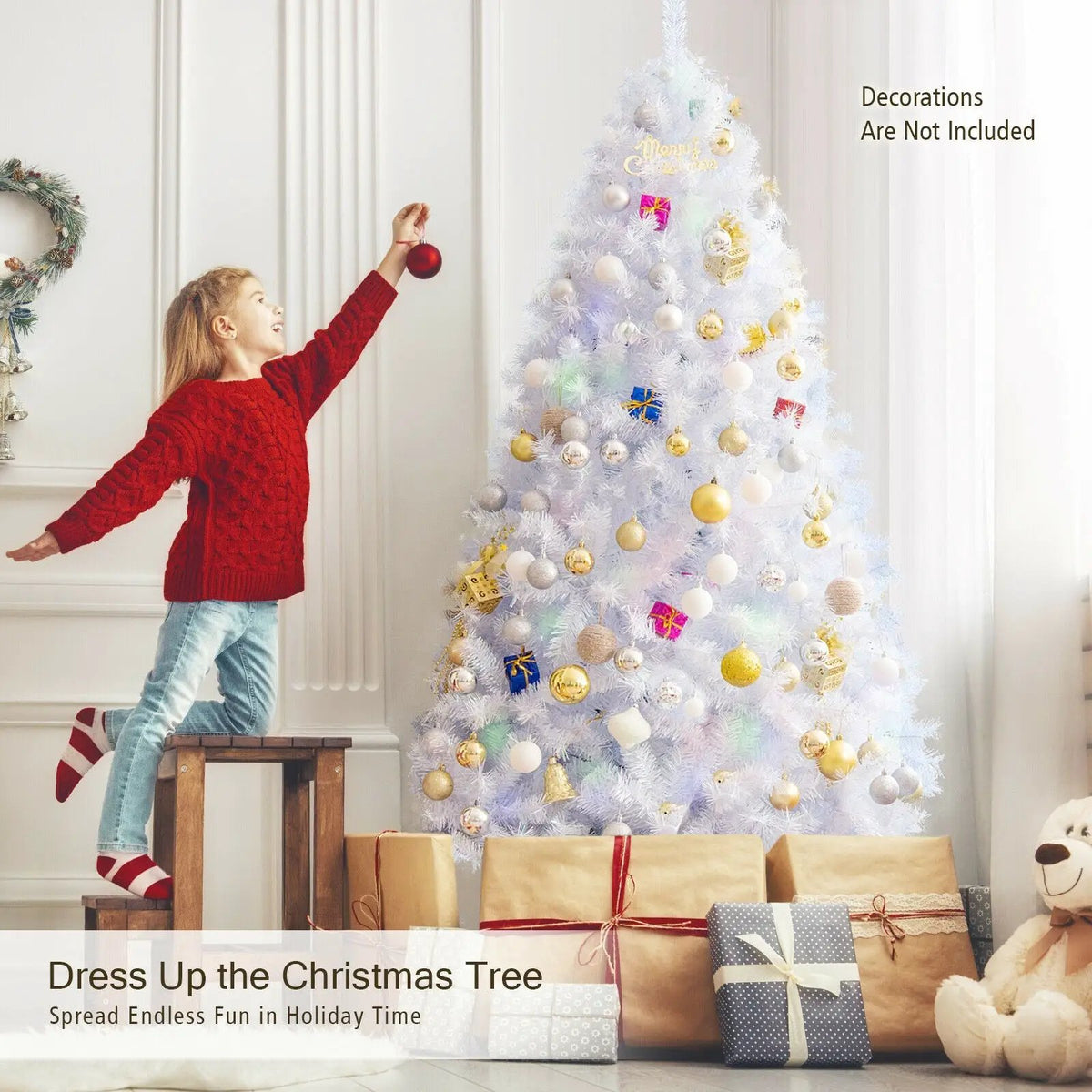 8 Feet Artificial Christmas Tree with 1636 Iridescent Branch Tips, photo 13 of 16