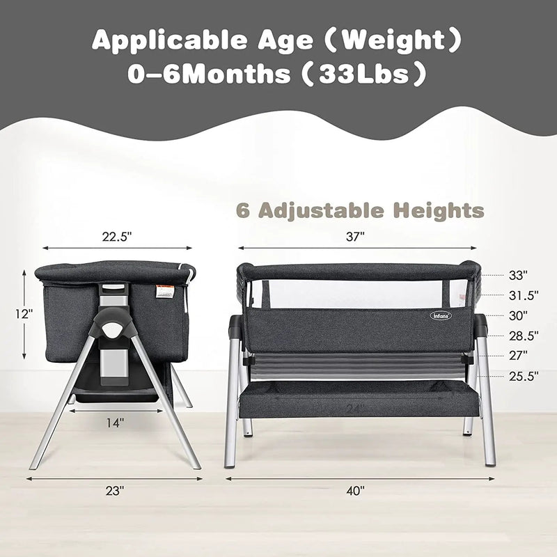 Portable Baby Bedside Sleeper with Adjustable Heights and Angle by DirectDeals