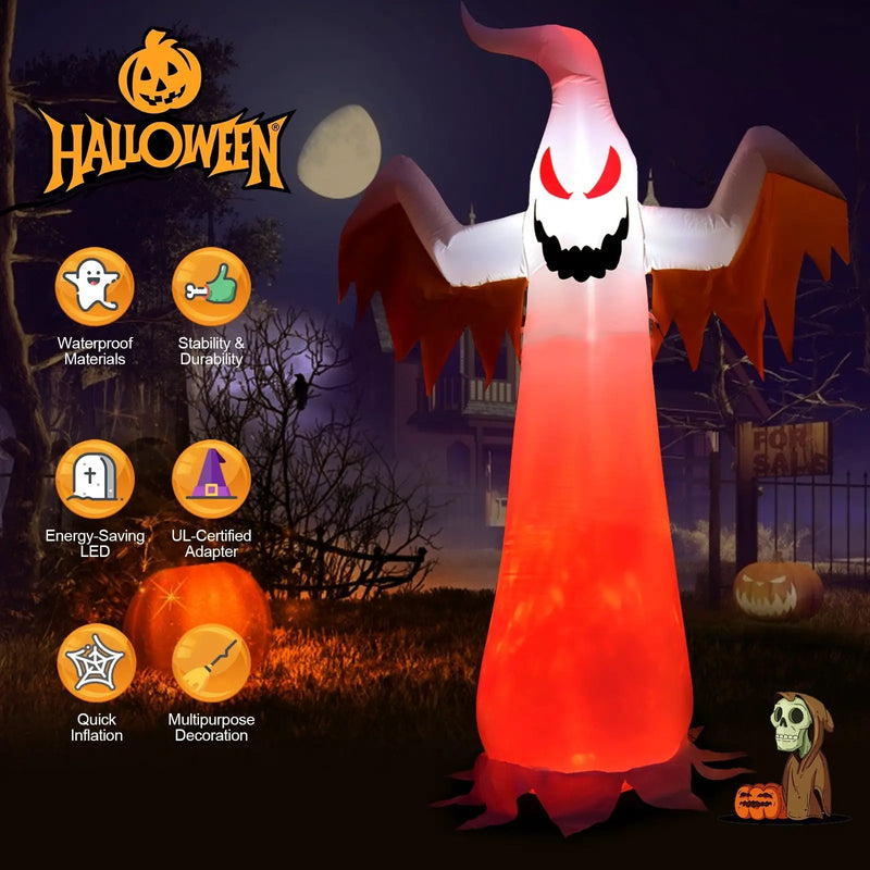 8 Feet Halloween Inflatable Ghost with Rotatable Flame LED Lights by DirectDeals