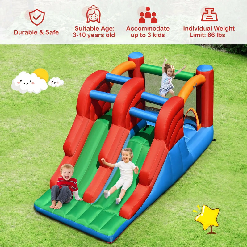 3-in-1 Dual Slides Jumping Castle Bouncer without Blower by DirectDeals